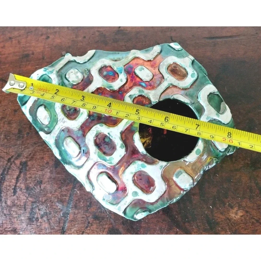 Signed Abstract Studio Art Pottery Sculptural Vessel Organic Glaze Vase 7.5